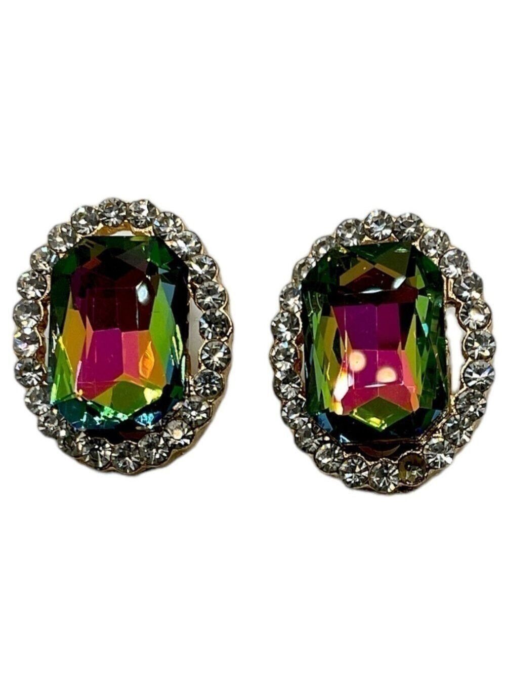 Vintage Costume Jewelry Clip On Earrings Multi Color